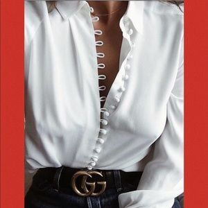 White long sleeve button up shirt